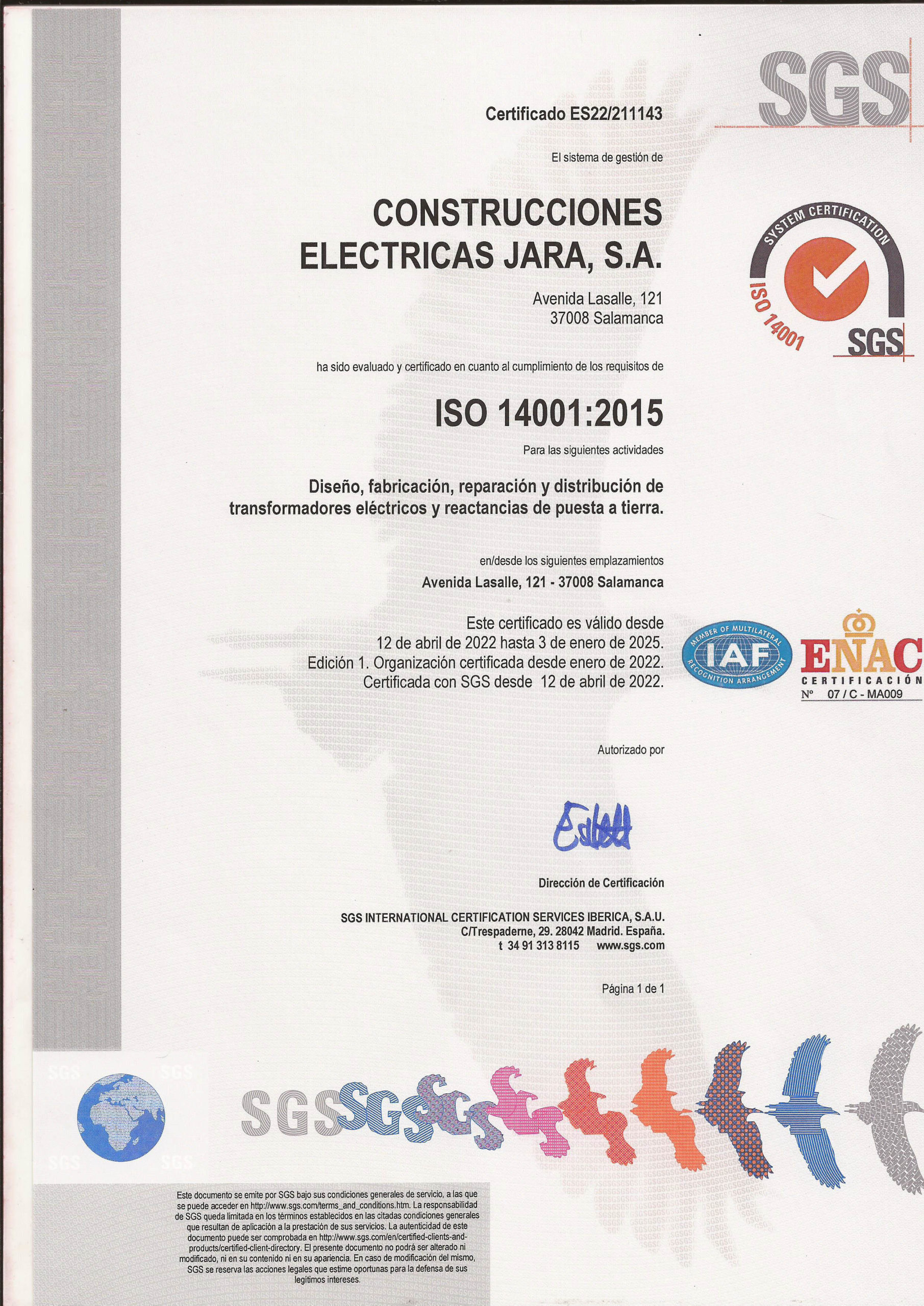 2022-04-12 Certificado ISO 14001_spanish hasta 2025